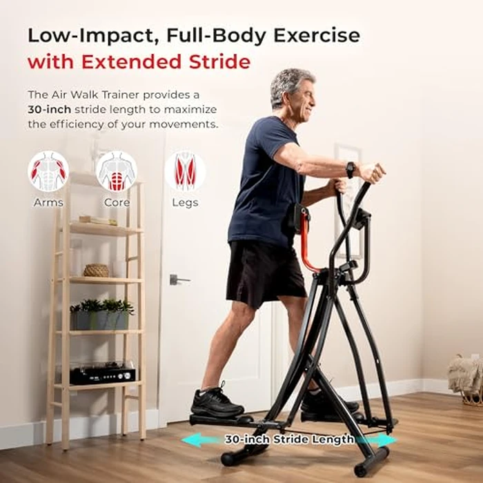 Sunny Health & Fitness SF-E902S Air Walk Pro Trainer Elliptical Machine Glider w/LCD Monitor, 220 LB Max Weight and 30 Inch Stride by Sunny Health & Fitness - Image 2