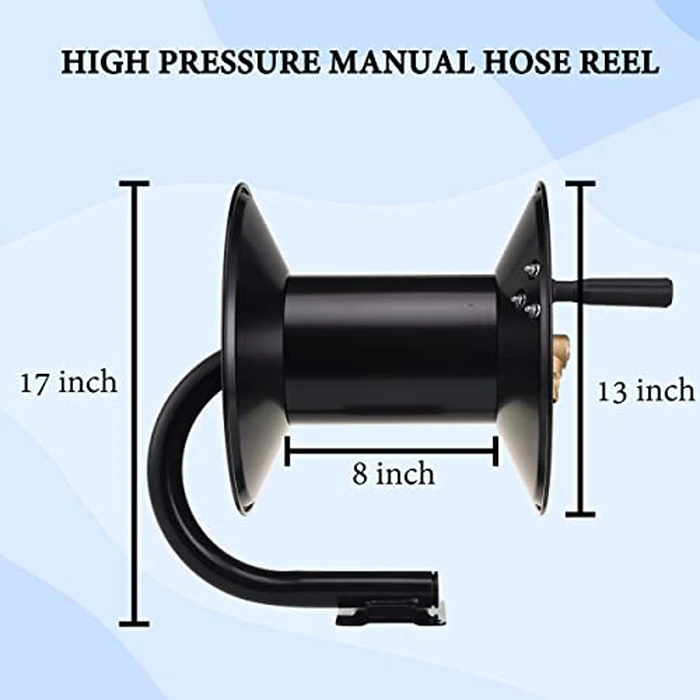 M MINGLE High Pressure Washer Hose Reel 150ft, Heavy Duty Steel Hose Reel, Manual Crank Power Washer Hose Reel with 3/8" Pressure Wash Whip Hose, Swivel Arm and Mounting Bracket, 4000 PSI by M MINGLE - Image 5