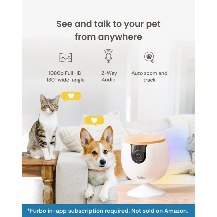 Furbo Mini Pet Camera [Subscription Required] Unlock Camera w/Paid Plan: Home Security with Dog & Cat Safety Alerts, 2-Way Audio, Mountable Smart Cam (Low Risk, 3mo Min. Cancel Anytime) by Furbo - Image 2