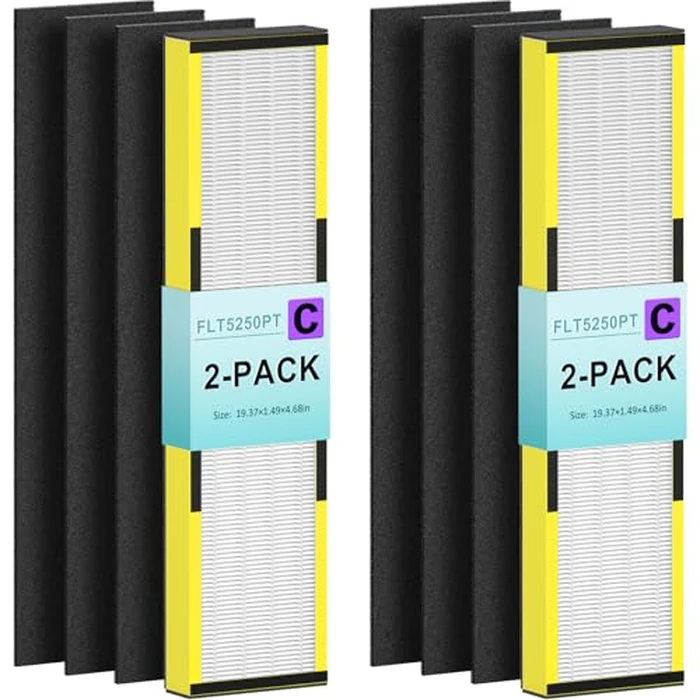 Filter C for Guardian Air Purifier, FLT5000 Filter Replacement Compatible with AC5000, AC5000E, AC5250PT, AC5350B, AC5350BCA, AC5350W, AC5300B Air Purifiers, 2 HEPA Filter & 6 Pre-Filters by Hfunmo - Used - Like New condition
