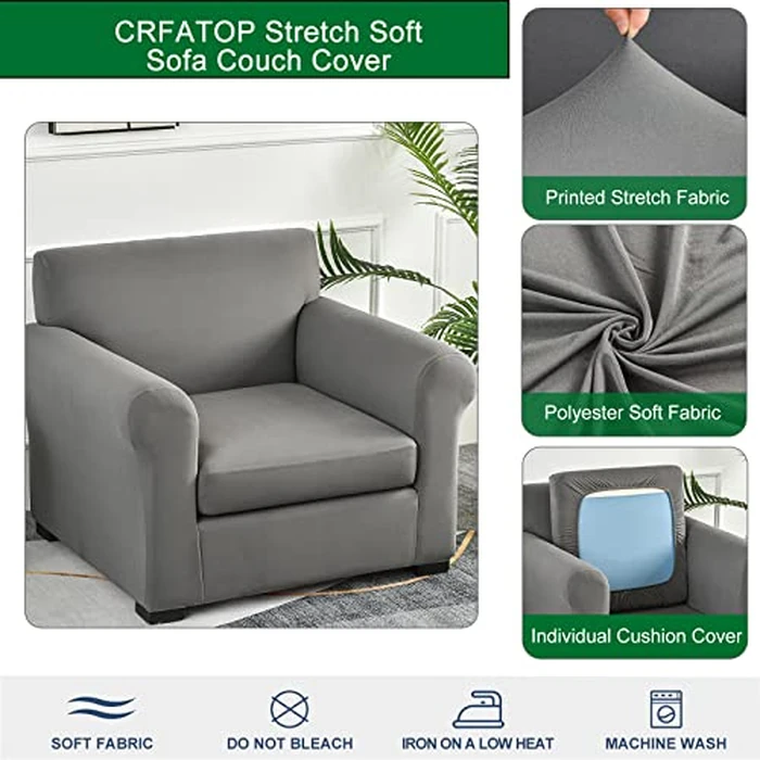 CRFATOP 2 Piece Chair Covers Stretch Sofa Covers Couch Slipcovers Washable Armchair Sofa Couch Slipcover Furniture Protector with Elastic Bottom for Living Room, S, D36 by CRFATOP - Image 2