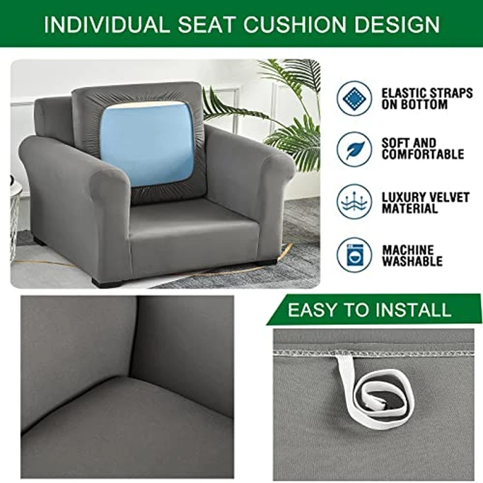 CRFATOP 2 Piece Chair Covers Stretch Sofa Covers Couch Slipcovers Washable Armchair Sofa Couch Slipcover Furniture Protector with Elastic Bottom for Living Room, S, D36 by CRFATOP - Image 3