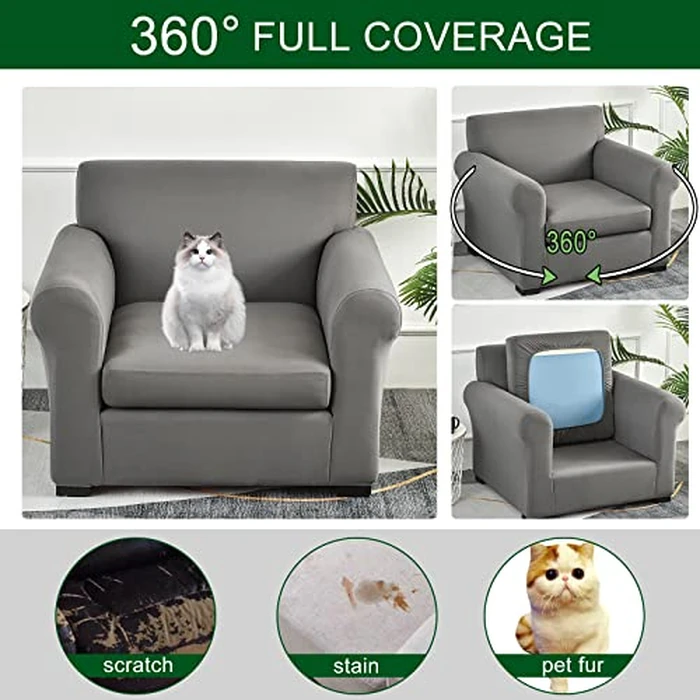 CRFATOP 2 Piece Chair Covers Stretch Sofa Covers Couch Slipcovers Washable Armchair Sofa Couch Slipcover Furniture Protector with Elastic Bottom for Living Room, S, D36 by CRFATOP - Image 4