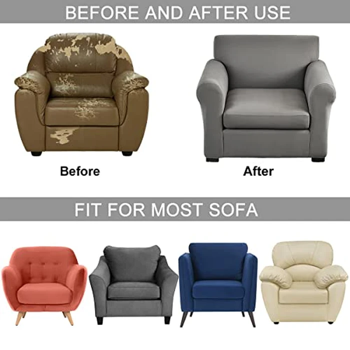 CRFATOP 2 Piece Chair Covers Stretch Sofa Covers Couch Slipcovers Washable Armchair Sofa Couch Slipcover Furniture Protector with Elastic Bottom for Living Room, S, D36 by CRFATOP - Image 5