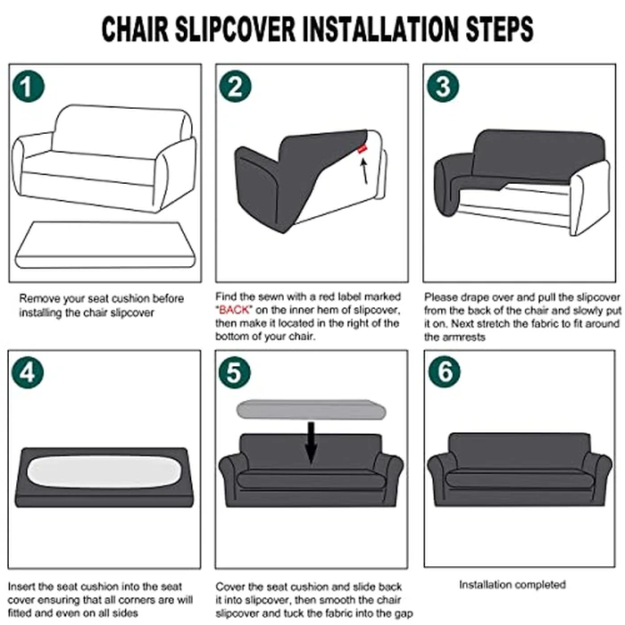 CRFATOP 2 Piece Chair Covers Stretch Sofa Covers Couch Slipcovers Washable Armchair Sofa Couch Slipcover Furniture Protector with Elastic Bottom for Living Room, S, D36 by CRFATOP - Image 7