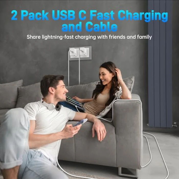 iPhone 17 16 15 Fast Charger, [2 Pack] Apple 45W Fast Wall Charging USB C Charger with Long C to C Charging Cable Cord for 17/17Pro/17Pro Max/ 16/16 Pro/16 Pro Max/16 Plus 15/15 Pro Max/Pro (6ft+10ft) by CyvenSmart - Image 6