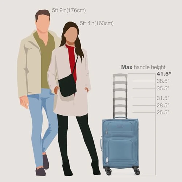 U.S. Traveler Rio Lightweight Softside Rolling Carry-on Suitcase, Light Blue, 4-Wheel Set, U.s. Traveler Rio Lightweight Softside Rolling Carry-on Suitcase by U.S. Traveler - Image 3