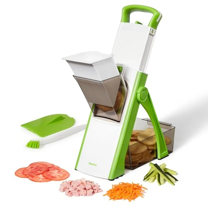 Starfrit Super Pump’N’Slice, Safe Vertical Mandoline, Oversized Feeder, Vegetable Slicer, Chopper, Adjustable Thickness by Starfrit - Used - Acceptable condition