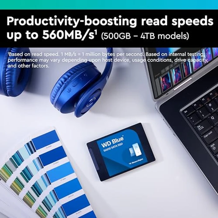 Western Digital 1TB WD Blue SA510 SATA Internal Solid State Drive SSD - SATA III 6 Gb/s, 2.5"/7mm, Up to 560 MB/s - WDS100T3B0A by Western Digital - Image 2