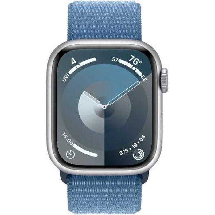 Apple Watch Series 9 (Cellular + GPS) - 64GB - 41mm - Silver Aluminum Case with Winter Blue Textile Sport Loop - Small/Medium Size by Apple - Image 1