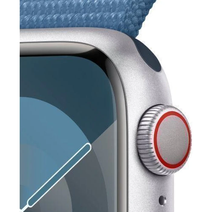 Apple Watch Series 9 (Cellular + GPS) - 64GB - 41mm - Silver Aluminum Case with Winter Blue Textile Sport Loop - Small/Medium Size by Apple - Image 3