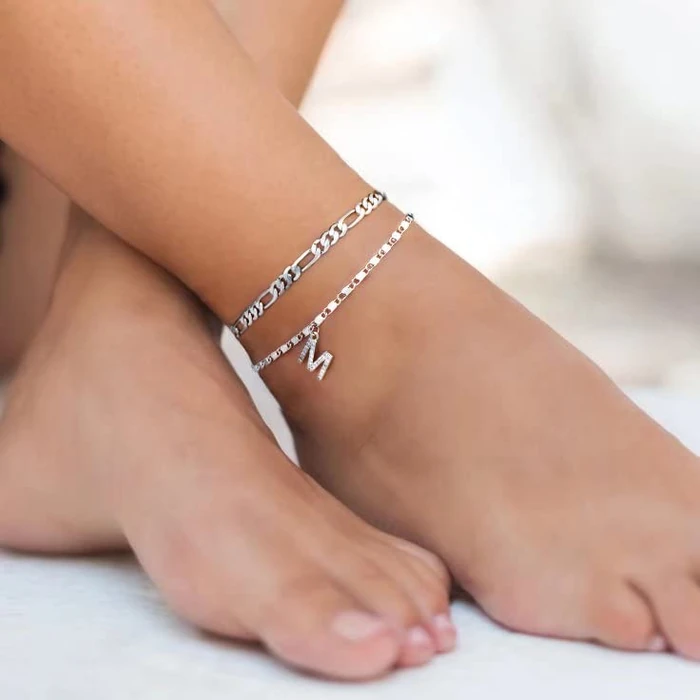 Ursteel Ankle Bracelets for Women, Silver-Plated Anklets for Women Letter N Initial Anklets for Women Dainty Layered Chain Summer Foot Jewelry Gifts for Women Ankle Bracelet by Ursteel - Image 6