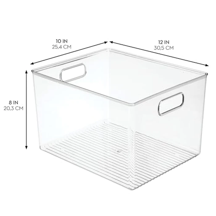 Linus Multi-Purpose Storage Bin with Handles for Kitchen, Pantry, Cabinet, Nursery, Crafts - 12" x 10" x 8", Clear by iDesign - Image 3