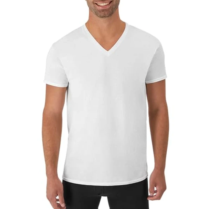 Hanes Mens Cotton, Moisture-wicking V-neck Tee Undershirts, Multiple Packs And Colors, White - 6 Pack, X-Large US by Hanes - Used - Like New condition - US$13.87