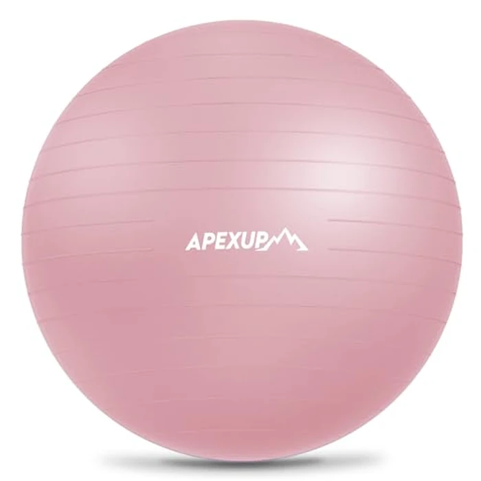 APEXUP Yoga Ball Exercise Ball Anti Slip Heavy Duty for Fitness, Balance & Core Workout, Balance Training, Pregnancy & Physical Therapy, 5 Sizes (M (19"~22) 55cm, Pink) by APEXUP - Used - Like New condition - US$13.87