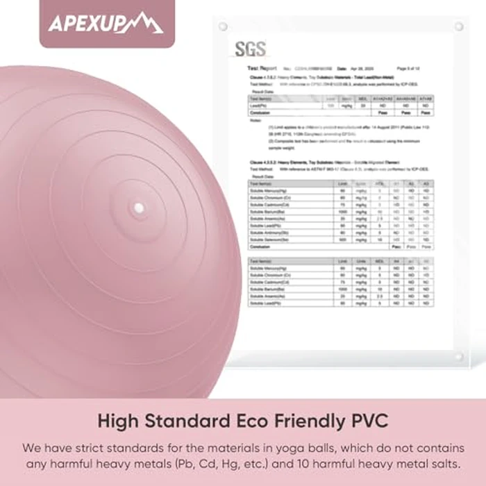 APEXUP Yoga Ball Exercise Ball Anti Slip Heavy Duty for Fitness, Balance & Core Workout, Balance Training, Pregnancy & Physical Therapy, 5 Sizes (M (19"~22) 55cm, Pink) by APEXUP - Image 6