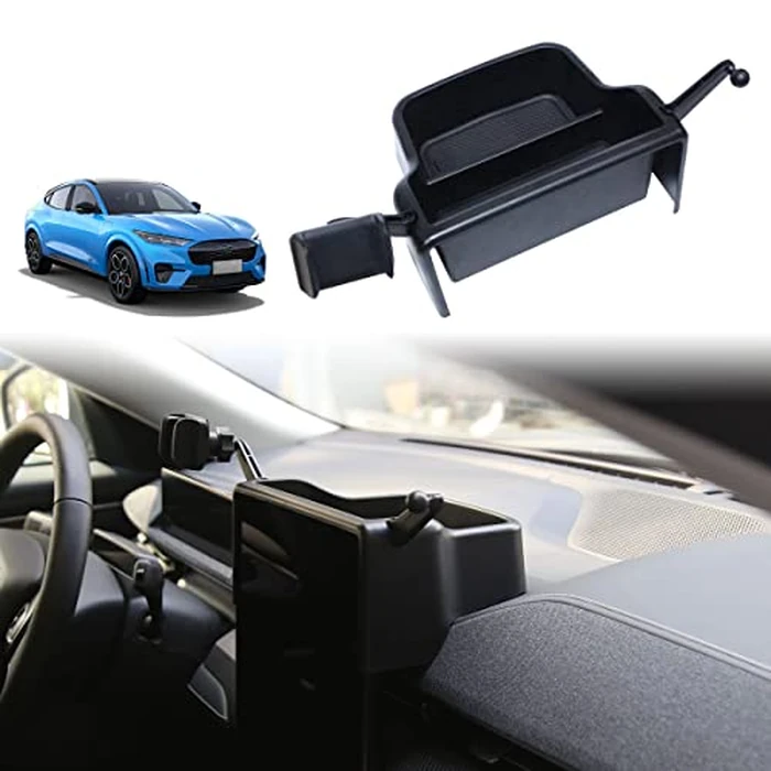 BestEvMod for Mustang Mach E Center Console Dash Storage Box Tray 360 Degree Rotatable Phone Holder Dashboard Organizer Compatible with Mustang Mach e Interior Accessories 2021 2022 2023 by AOSKonology - Used - Very Good condition