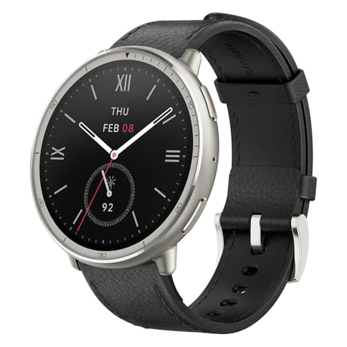 Amazfit Active 2 Smart Watch 44mm, 10 Day Battery, Fitness Tracker, Sleep Monitor, GPS Maps, 160+ Sport Modes, Water Resistant, for Android & Apple iPhone, Sapphire Glass, Black Leather Strap by Amazfit - Used - Good condition - CA$158.64
