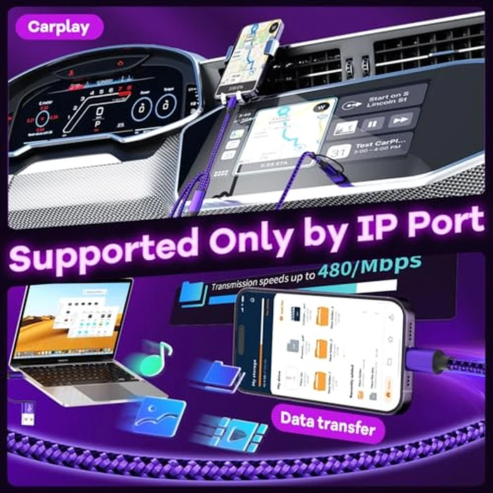 Travel Essentials 3in2 Multi Charging Cable for iPhone Watch Charger,USB A/C to Type C/IP/iWatch Charger,Travel Chargers for Multiple Devices Compatible with iWatch Series&iPhone 16-12（2PACK,5FT） by Firsting - Image 4