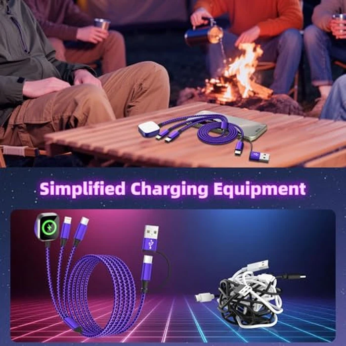 Travel Essentials 3in2 Multi Charging Cable for iPhone Watch Charger,USB A/C to Type C/IP/iWatch Charger,Travel Chargers for Multiple Devices Compatible with iWatch Series&iPhone 16-12（2PACK,5FT） by Firsting - Image 6