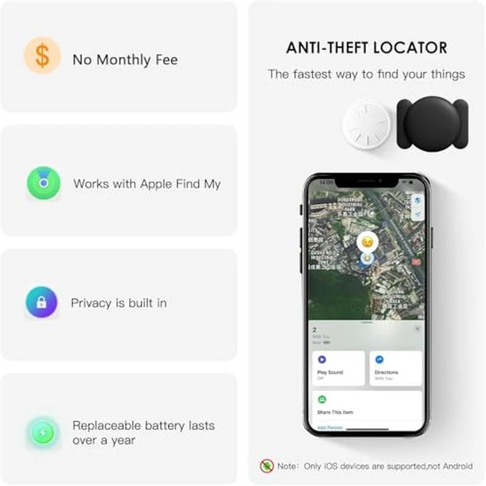 HONGTOP H GPS Trackers for Car, Vehicles etc, 1PCS Real Time Tracker Device Works with Find My (iOS Only) APP, Mini Hidden Car GPS Tracker with Magnetic Case, No Monthly Fee (Black) by HONGTOP H - Image 3