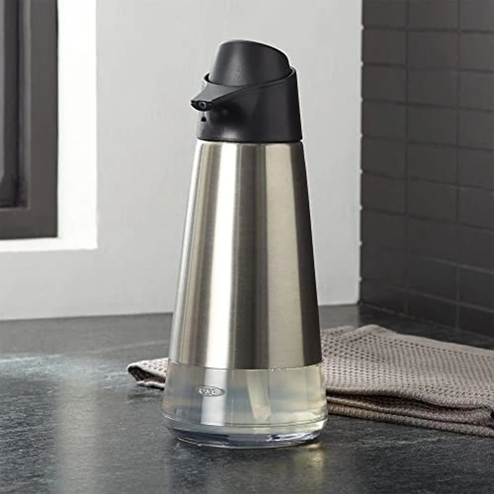 OXO Easy Press Stainless Steel Soap Dispenser, 3-1/4" diam. x 8" h by OXO - Image 6