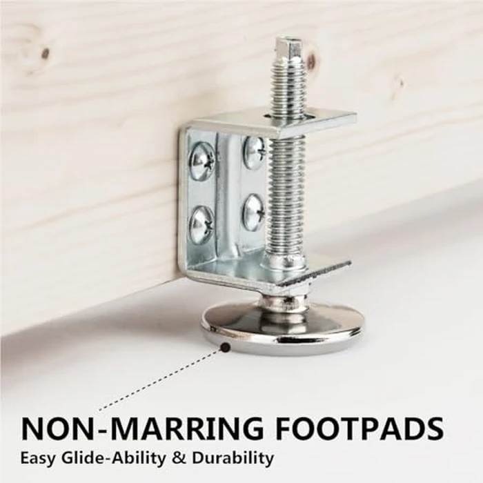 POWERTEC U-Bracket Leg Levelers 4PK, Heavy Duty Adjustable Furniture Feet for Work Bench/Cabinet/Desk, w/Non-Marring Pads (71151) by POWERTEC - Image 4