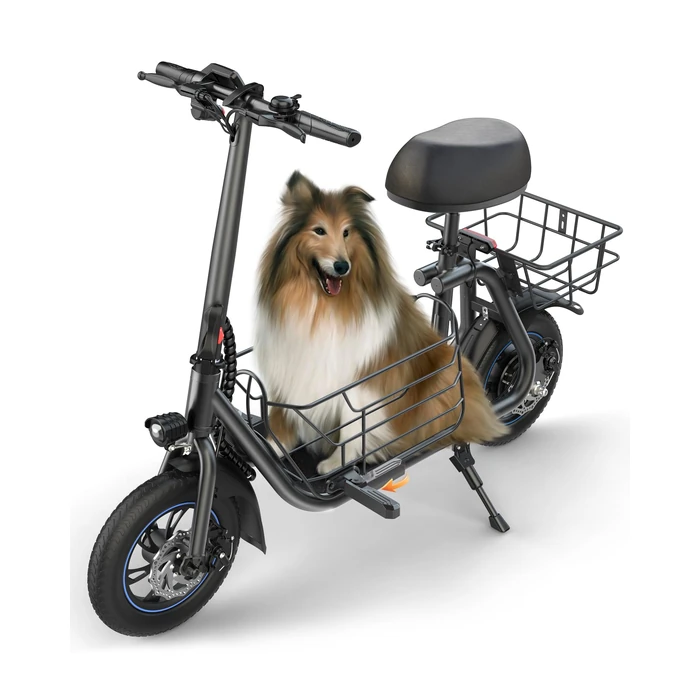 Gyroor Electric Scooter with Seat for Adults, 550W Motor up to 30km/h, Foldable Commuter Scooter with Removable Basket for Cargo & Pets by Gyroor - Used - Like New condition - CA$372.04