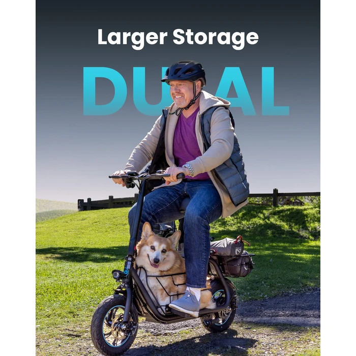 Gyroor Electric Scooter with Seat for Adults, 550W Motor up to 30km/h, Foldable Commuter Scooter with Removable Basket for Cargo & Pets by Gyroor - Image 4