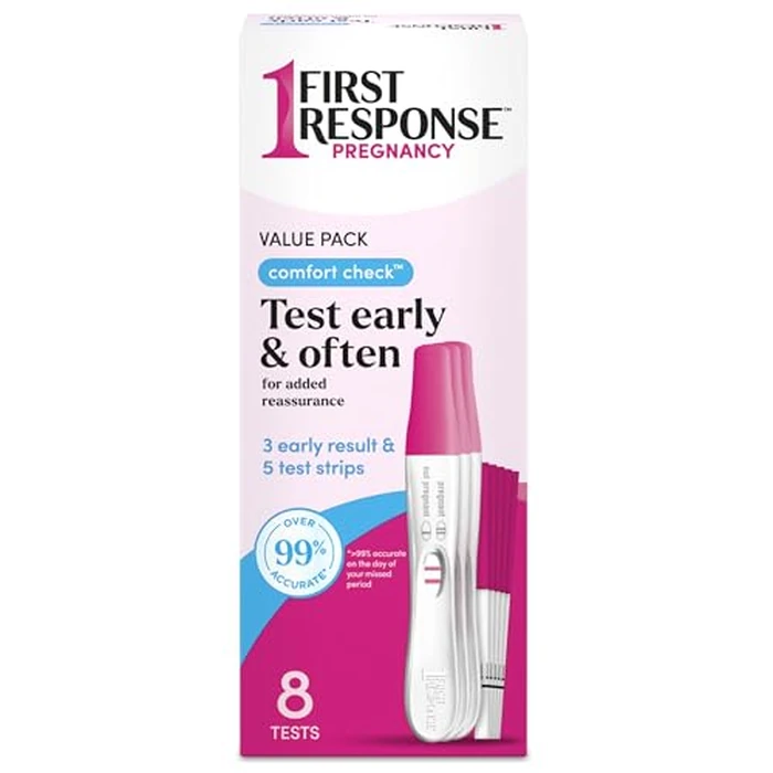 FIRST RESPONSE Comfort Check Pregnancy Test, 8 Count, Pink & White by FIRST RESPONSE - Image 1