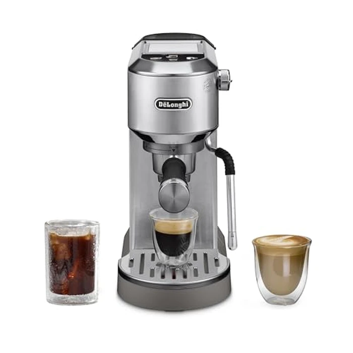 De'Longhi Dedica Duo Compact Espresso Machine - Cold Brew Coffee Maker with Milk Frother Wand- for Espresso, Hot & Iced Coffee, Cappuccinos, Lattes & Home Barista Brewing, Stainless Steel by De'Longhi - Used - Like New condition