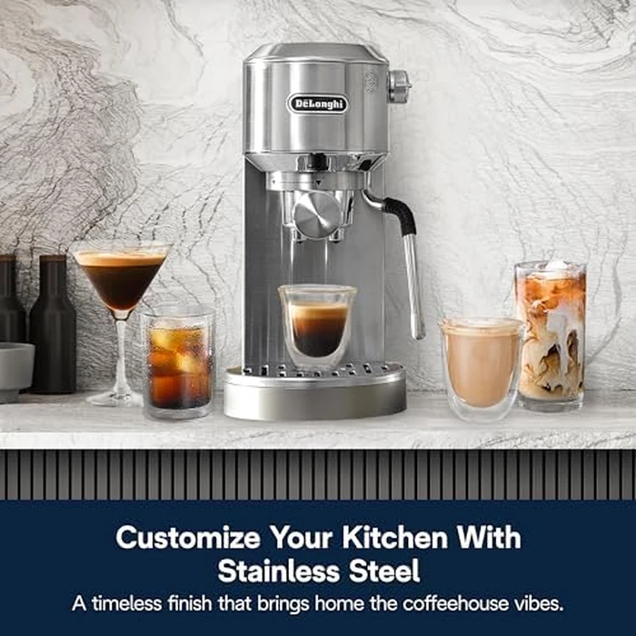 De'Longhi Dedica Duo Compact Espresso Machine - Cold Brew Coffee Maker with Milk Frother Wand- for Espresso, Hot & Iced Coffee, Cappuccinos, Lattes & Home Barista Brewing, Stainless Steel by De'Longhi - Image 7