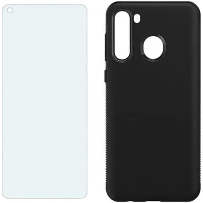 Verizon Clear Phone Case and Blue Light Screen Protector for Samsung Galaxy A21 - Black by Verizon - Image 1