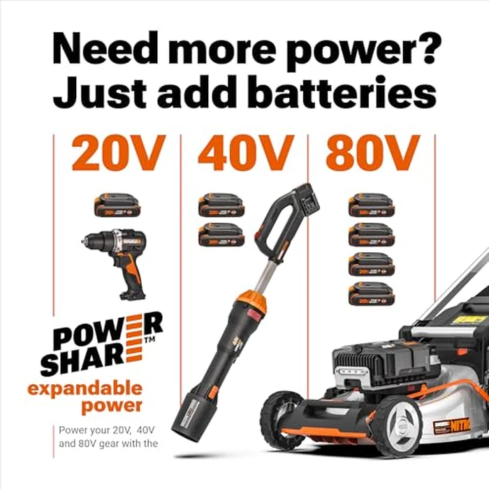 WORX Cordless Leaf Blower, 3 in 1 Blowers for Lawn Care with Leaf Vacuum & Leaf Mulcher, Electric Blower with Brushless Motor & 2 Speed Control, 2 x 4.0 Ah Batteries & Charger Included, WG583 by WORX - Image 8