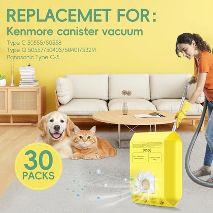 30 Pack Vacuum Cleaner Bags Fit for Kenmore Canister Type C/Q 5055 50555 50557 50558 and Pana·sonic Type C-5 C-18, 200 Series, 400 Series, 600 Series, 700 Series, 800 Series Vacuum By Improvedhand by Improvedhand - Image 2