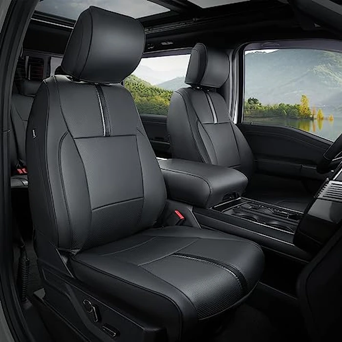 DiffCar for Ford F150 Seat Covers 2015-2023 2024 2025 2026,Full Set Leather Waterproof Black Trucks Pickup Seat Covers Custom Fit for Ford F150 Accessories,Car Seat Cover for SuperCrew/CrewCab(XL,XLT) by DiffCar - Used - Good condition