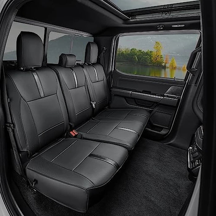 DiffCar for Ford F150 Seat Covers 2015-2023 2024 2025 2026,Full Set Leather Waterproof Black Trucks Pickup Seat Covers Custom Fit for Ford F150 Accessories,Car Seat Cover for SuperCrew/CrewCab(XL,XLT) by DiffCar - Image 3