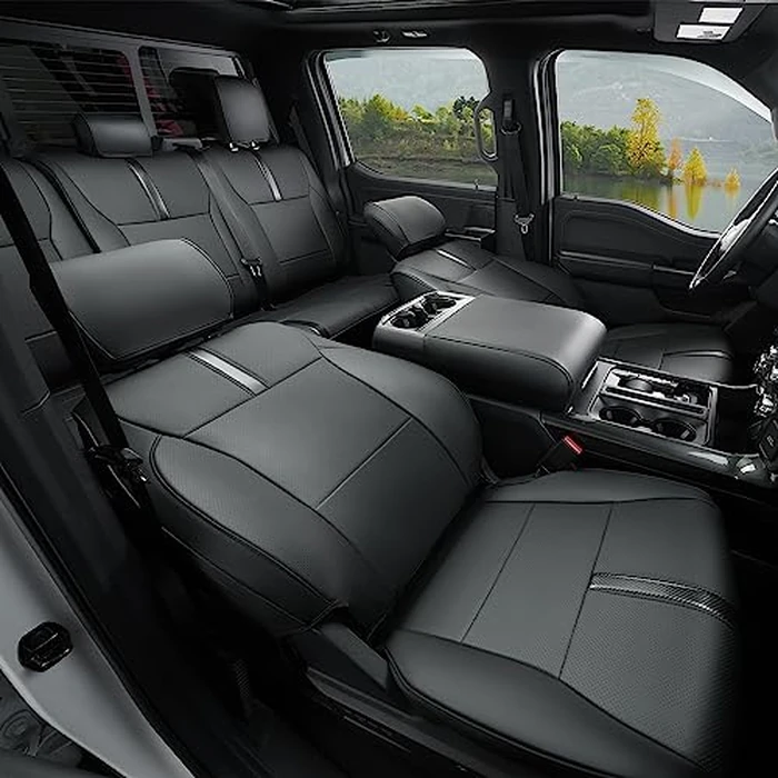 DiffCar for Ford F150 Seat Covers 2015-2023 2024 2025 2026,Full Set Leather Waterproof Black Trucks Pickup Seat Covers Custom Fit for Ford F150 Accessories,Car Seat Cover for SuperCrew/CrewCab(XL,XLT) by DiffCar - Image 5