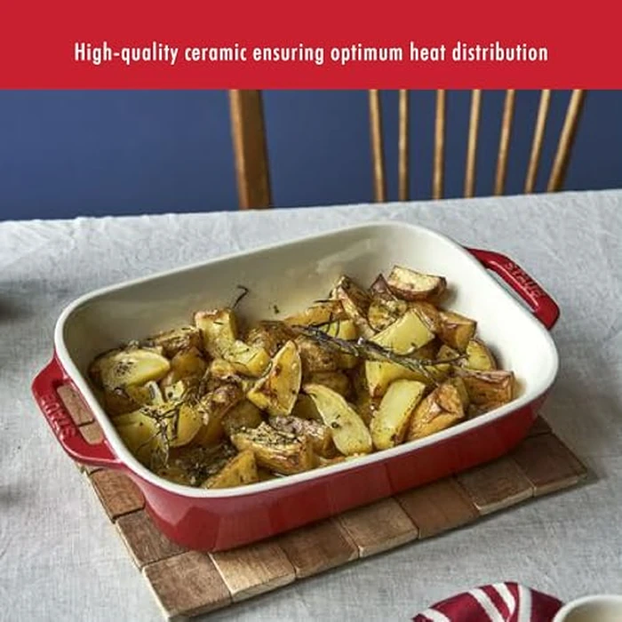 ZWILLING J.A. HENCKELS STAUB Glass Enamel Ceramic Rectangular Oven Dish, Casserole Dish - Microwave & Freezer Safe - 7.5" x 6", Medium, Red, 40510-812 by ZWILLING - Image 3