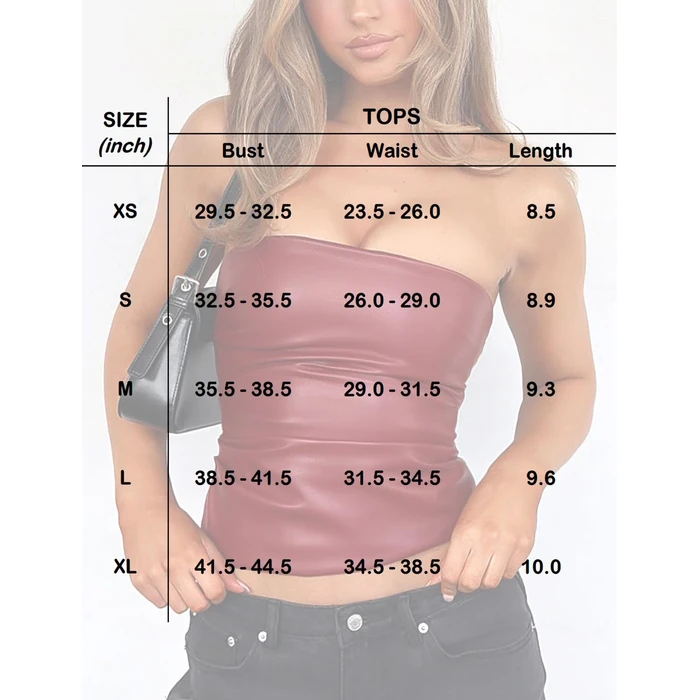 OZICERD Faux Leather Tube Top Strapless Going Out Tops for Women Sexy Club Tops Rave Concert Outfit Ruched Bandeau Crop Top Red S by OZICERD - Image 4