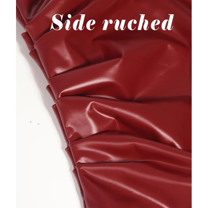 OZICERD Faux Leather Tube Top Strapless Going Out Tops for Women Sexy Club Tops Rave Concert Outfit Ruched Bandeau Crop Top Red S by OZICERD - Image 7