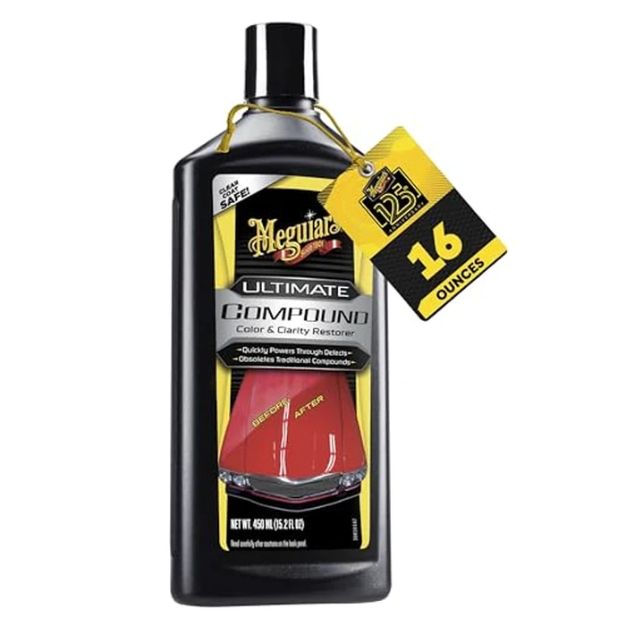Meguiar's Ultimate Compound - Pro-Grade Car Scratch Remover, Paint Correction Compound that Removes Defects While Adding Gloss and Shine, Single Stage and Clear Coat Scratch Remove, 15.2 Oz by Meguiar's - Used - Very Good condition