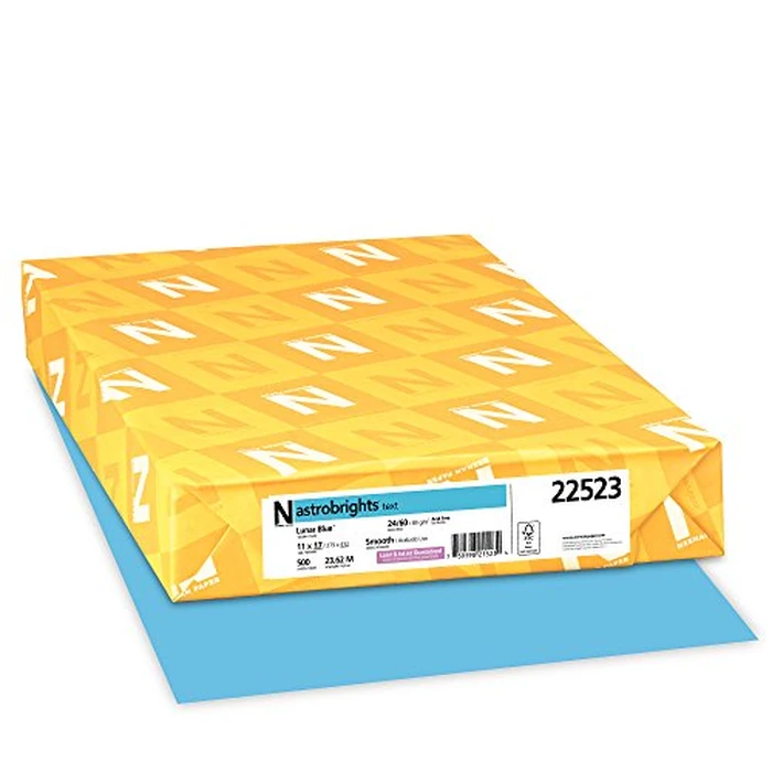Neenah Astrobrights Premium Color Paper, 24 lb, 11 x 17 Inches, 500 Sheets, Lunar Blue by Neenah - Used - Acceptable condition - CA$38.84