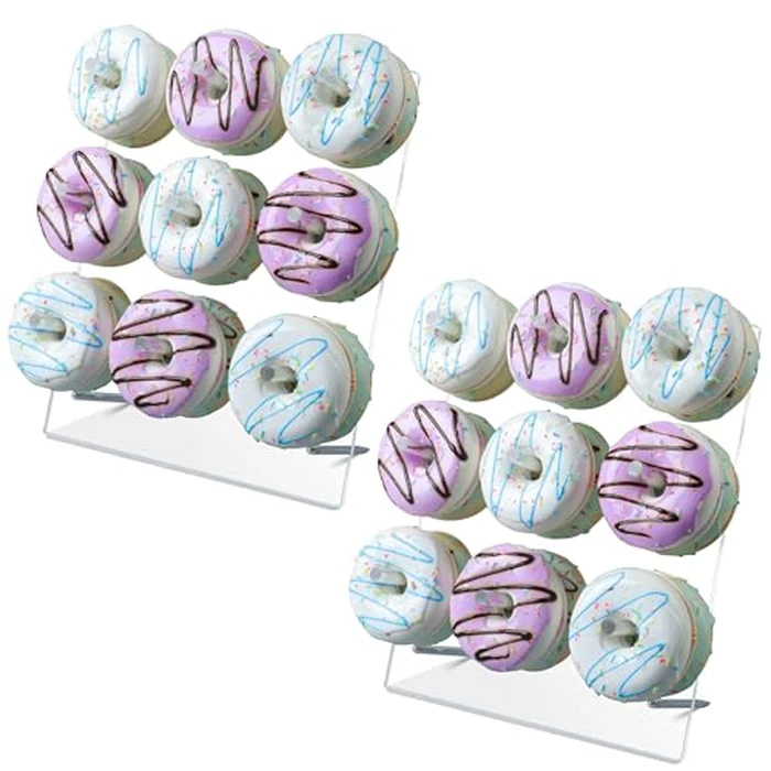 LoveDisplay donut wall, 2 Pack Acrylic Donut Stand, Clear Donut Stands for Dessert Table, 12" X 10'' Donut Wall Display Stand for Birthday, Wedding, Baby Shower, Christmas, Party by LoveDisplay - Image 1