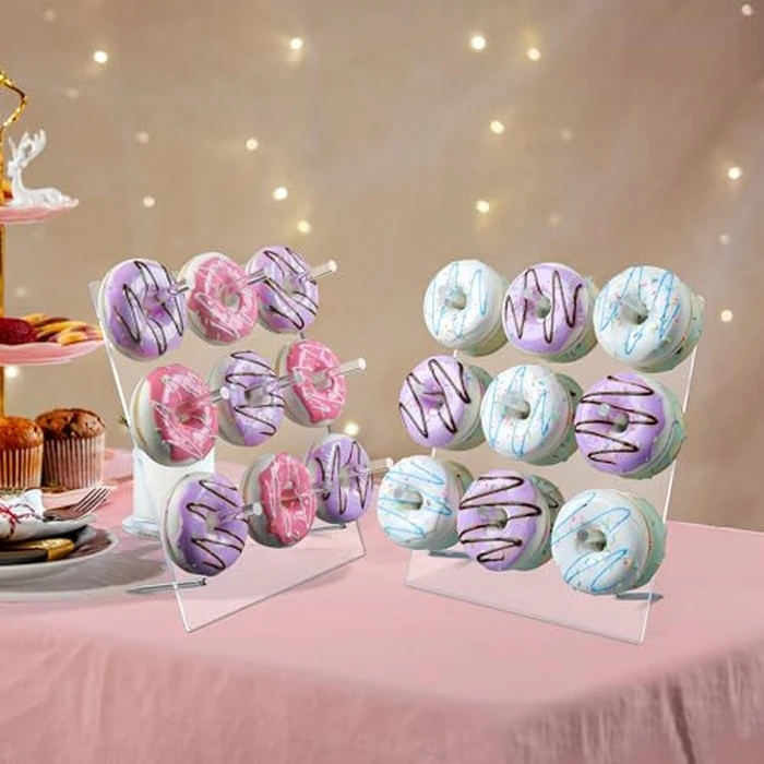 LoveDisplay donut wall, 2 Pack Acrylic Donut Stand, Clear Donut Stands for Dessert Table, 12" X 10'' Donut Wall Display Stand for Birthday, Wedding, Baby Shower, Christmas, Party by LoveDisplay - Image 3