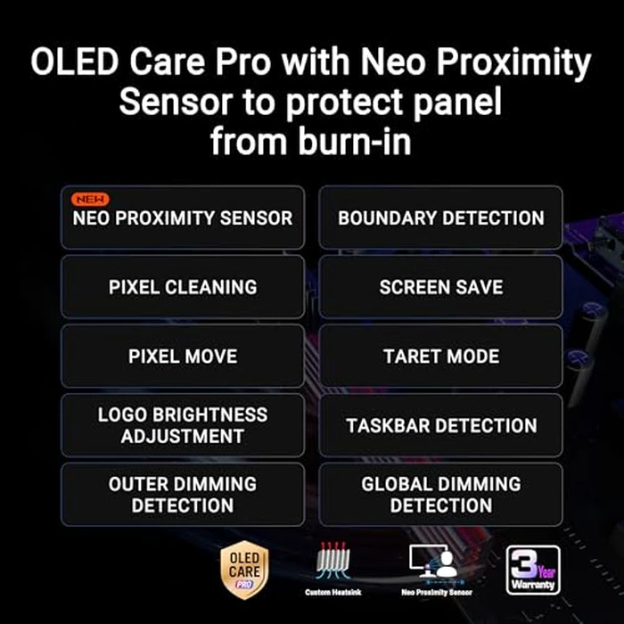 ASUS ROG Strix 27” 4K QD-OLED Gaming Monitor (XG27UCDMG) - 240Hz, 0.03ms, Anti-Flicker 2.0, Custom Heatsink, Care Pro, Neo Proximity Sensor, 99% DCI-P3, True 10-bit Color, 3 yr Warranty by ASUS - Image 3