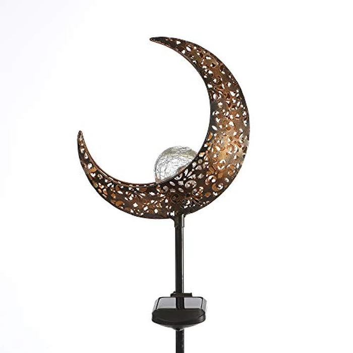 HDNICEZM Solar Garden Light Outdoor Decorative, Moon Decor Crackle Glass Globe Garden Stake Metal Lights，Waterproof Warm White LED for Pathway, Lawn, Patio, Yard Ornaments for Outside by HDNICEZM - Image 8