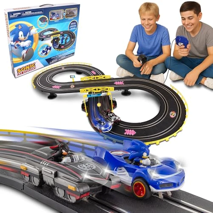 NKOK Sonic and Shadow Race Track Set with Working Lights, Lap Counter, Figure-8 Slot Car Track, Brown Box Packaging by NKOK - Image 7