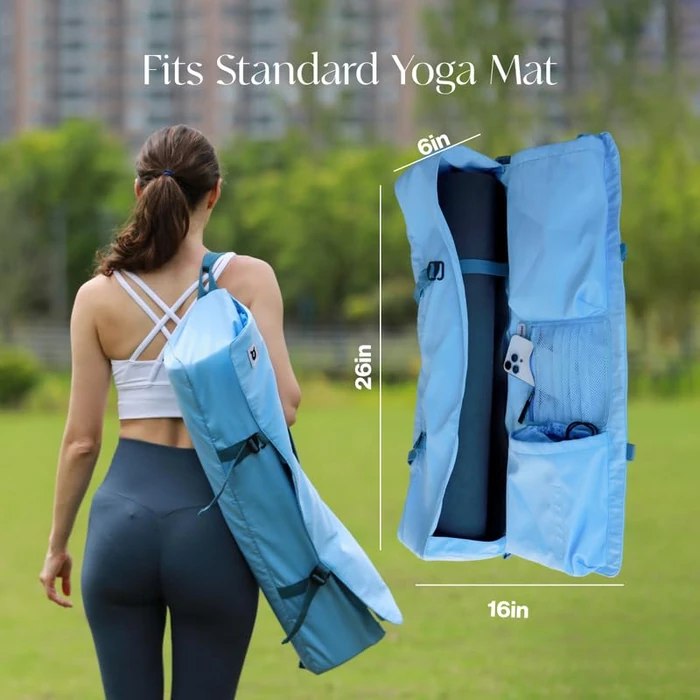 Tumaz Yoga Mat Bag - Versatile Gear Carrier with Built-in Strap & 3 Pockets - Sturdy G-Hook Closure, Fits Rolled Exercise Pads up to 26 Inches by Tumaz - Image 3