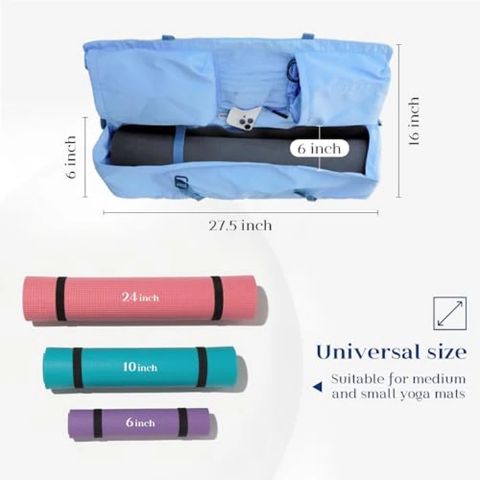 Tumaz Yoga Mat Bag - Versatile Gear Carrier with Built-in Strap & 3 Pockets - Sturdy G-Hook Closure, Fits Rolled Exercise Pads up to 26 Inches by Tumaz - Image 4